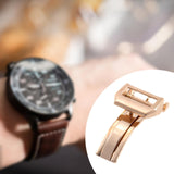 Maxbell Folding Clasp Rust Proof 18mm Butterfly Watch Buckle for Rubber Bracelet Men Light brown