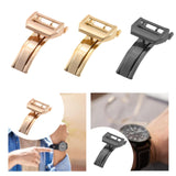 Maxbell Folding Clasp Rust Proof 18mm Butterfly Watch Buckle for Rubber Bracelet Men Light brown