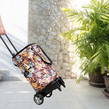 Maxbell Hand Truck Compact Sturdy Convenient Grocery Trolley for Office Moving Store and Brown Flower Bag