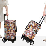 Maxbell Hand Truck Compact Sturdy Convenient Grocery Trolley for Office Moving Store and Brown Flower Bag