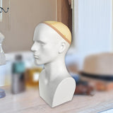 Maxbell Male Mannequin Head with Shoulders Scarves Wig Head Model Wig Display Stand White