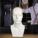 Maxbell Male Mannequin Head with Shoulders Scarves Wig Head Model Wig Display Stand White