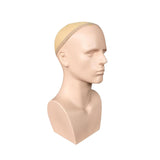 Maxbell Male Mannequin Head with Shoulders Scarves Wig Head Model Wig Display Stand Skin