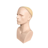 Maxbell Male Mannequin Head with Shoulders Scarves Wig Head Model Wig Display Stand Skin