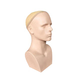 Maxbell Male Mannequin Head with Shoulders Scarves Wig Head Model Wig Display Stand Skin