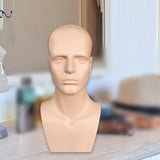 Maxbell Male Mannequin Head with Shoulders Scarves Wig Head Model Wig Display Stand Skin