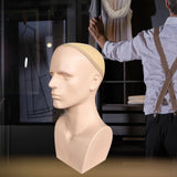 Maxbell Male Mannequin Head with Shoulders Scarves Wig Head Model Wig Display Stand Skin