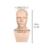 Maxbell Male Mannequin Head with Shoulders Scarves Wig Head Model Wig Display Stand Skin