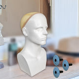 Maxbell Male Mannequin Head with Shoulders Scarves Wig Head Model Wig Display Stand White 3 Bottom Cover