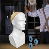 Maxbell Male Mannequin Head with Shoulders Scarves Wig Head Model Wig Display Stand White 3 Bottom Cover