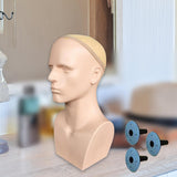 Maxbell Male Mannequin Head with Shoulders Scarves Wig Head Model Wig Display Stand Skin 3 Bottom Cover