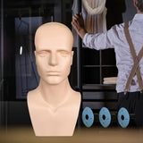 Maxbell Male Mannequin Head with Shoulders Scarves Wig Head Model Wig Display Stand Skin 3 Bottom Cover