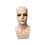 Maxbell Male Mannequin Head with Shoulders Scarves Wig Head Model Wig Display Stand Skin No Beard