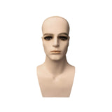 Maxbell Male Mannequin Head with Shoulders Scarves Wig Head Model Wig Display Stand Skin No Beard