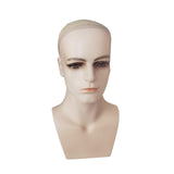 Maxbell Male Mannequin Head with Shoulders Scarves Wig Head Model Wig Display Stand Skin No Beard