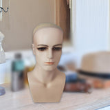 Maxbell Male Mannequin Head with Shoulders Scarves Wig Head Model Wig Display Stand Skin No Beard