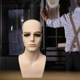 Maxbell Male Mannequin Head with Shoulders Scarves Wig Head Model Wig Display Stand Skin No Beard