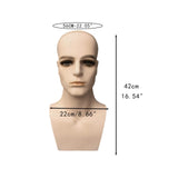 Maxbell Male Mannequin Head with Shoulders Scarves Wig Head Model Wig Display Stand Skin No Beard