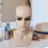 Maxbell Male Mannequin Head with Shoulders Scarves Wig Head Model Wig Display Stand Skin With Beard