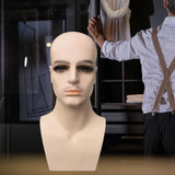 Maxbell Male Mannequin Head with Shoulders Scarves Wig Head Model Wig Display Stand Skin With Beard