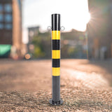Maxbell Safe Bollard Post 30' H Metal Parking Barrier for Parking Road Intersections Double Ring