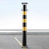 Maxbell Safe Bollard Post 30' H Metal Parking Barrier for Parking Road Intersections Double Ring