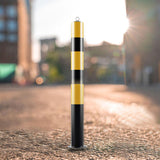 Maxbell Safe Bollard Post 30' H Metal Parking Barrier for Parking Road Intersections Top Ring