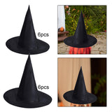 Maxbell 6x Halloween Witch Hat Cap Pointed Top Hat for Festivals Carnivals Role Play S