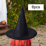 Maxbell 6x Halloween Witch Hat Cap Pointed Top Hat for Festivals Carnivals Role Play S