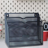 Maxbell Metal File Storage Basket Convenient Desktop Organizer for Office Home Bills Black