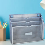 Maxbell Metal File Storage Basket Convenient Desktop Organizer for Office Home Bills Silver