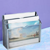 Maxbell Metal File Storage Basket Convenient Desktop Organizer for Office Home Bills Silver