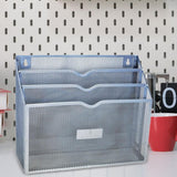 Maxbell Metal File Storage Basket Convenient Desktop Organizer for Office Home Bills Silver