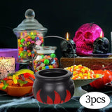 Maxbell Halloween Candy Cauldron Pot Portable Candy Bucket for Cafe Dining Room Desk with Red Flame