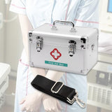 Maxbell Lockable First Aid Cabinet Box with Shoulder Strap for Home with Top Handle 31x20x19cm