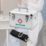 Maxbell Lockable First Aid Cabinet Box with Shoulder Strap for Home with Top Handle 31x20x19cm