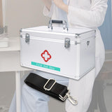Maxbell Lockable First Aid Cabinet Box with Shoulder Strap for Home with Top Handle 45x27x27cm