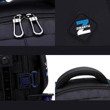 Maxbell Rolling Backpack Portable Nylon Trolley Suitcase for Business Travel Camping Black 6 Wheels