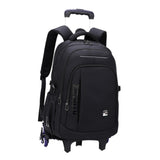 Maxbell Rolling Backpack Portable Nylon Trolley Suitcase for Business Travel Camping Black 6 Wheels