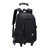 Maxbell Rolling Backpack Portable Nylon Trolley Suitcase for Business Travel Camping Black 6 Wheels