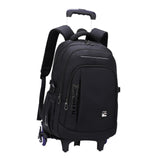 Maxbell Rolling Backpack Portable Nylon Trolley Suitcase for Business Travel Camping Black 6 Wheels