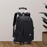 Maxbell Rolling Backpack Portable Nylon Trolley Suitcase for Business Travel Camping Black 6 Wheels