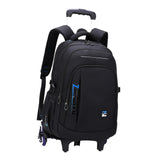 Maxbell Rolling Backpack Portable Nylon Trolley Suitcase for Business Travel Camping Blue 6 Wheels