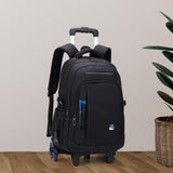 Maxbell Rolling Backpack Portable Nylon Trolley Suitcase for Business Travel Camping Blue 6 Wheels