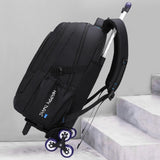 Maxbell Rolling Backpack Portable Nylon Trolley Suitcase for Business Travel Camping Blue 6 Wheels