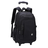 Maxbell Rolling Backpack Portable Nylon Trolley Suitcase for Business Travel Camping Black 2 Small Wheels