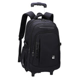 Maxbell Rolling Backpack Portable Nylon Trolley Suitcase for Business Travel Camping Black 2 Small Wheels