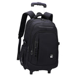 Maxbell Rolling Backpack Portable Nylon Trolley Suitcase for Business Travel Camping Black 2 Small Wheels