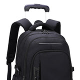 Maxbell Rolling Backpack Portable Nylon Trolley Suitcase for Business Travel Camping Black 2 Small Wheels