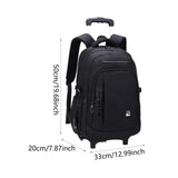 Maxbell Rolling Backpack Portable Nylon Trolley Suitcase for Business Travel Camping Black 2 Small Wheels